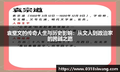 袁堂文的传奇人生与历史影响：从文人到政治家的跨越之路